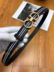 AAA Ferragamo Adjustable Belt For Women - Black And White Leather Gold Gancini Buckle (3)_th.jpg